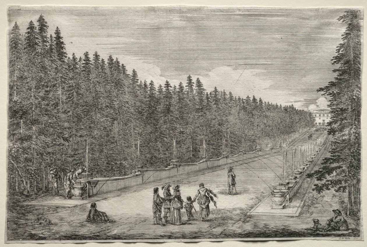 Gezichten van de Villa van Pratolino: De Promenade van de Fonteinen door Stefano della Bella