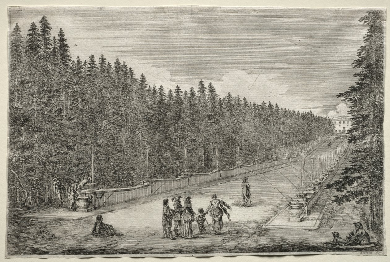 Zichten van de Villa van Pratolino: De Promenade van de Fonteinen door Stefano della Bella