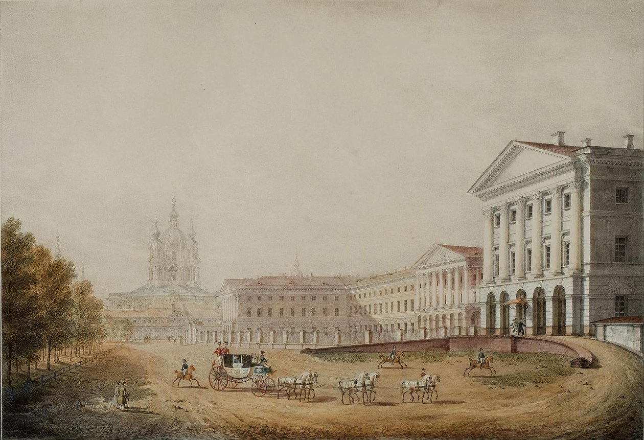 Het Smolny Instituut voor adellijke meisjes in Sint-Petersburg, 1823 door Stepan Philippovich Galaktionov