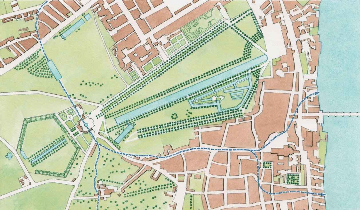 Loop van de rivier Tyburn, Westminster in 1747 door Stephen Conlin