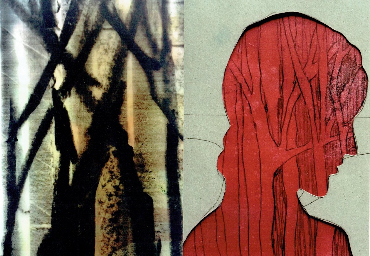 La Foret VIII, 2017 (monoprint  fotocollage) door Stephen Dow