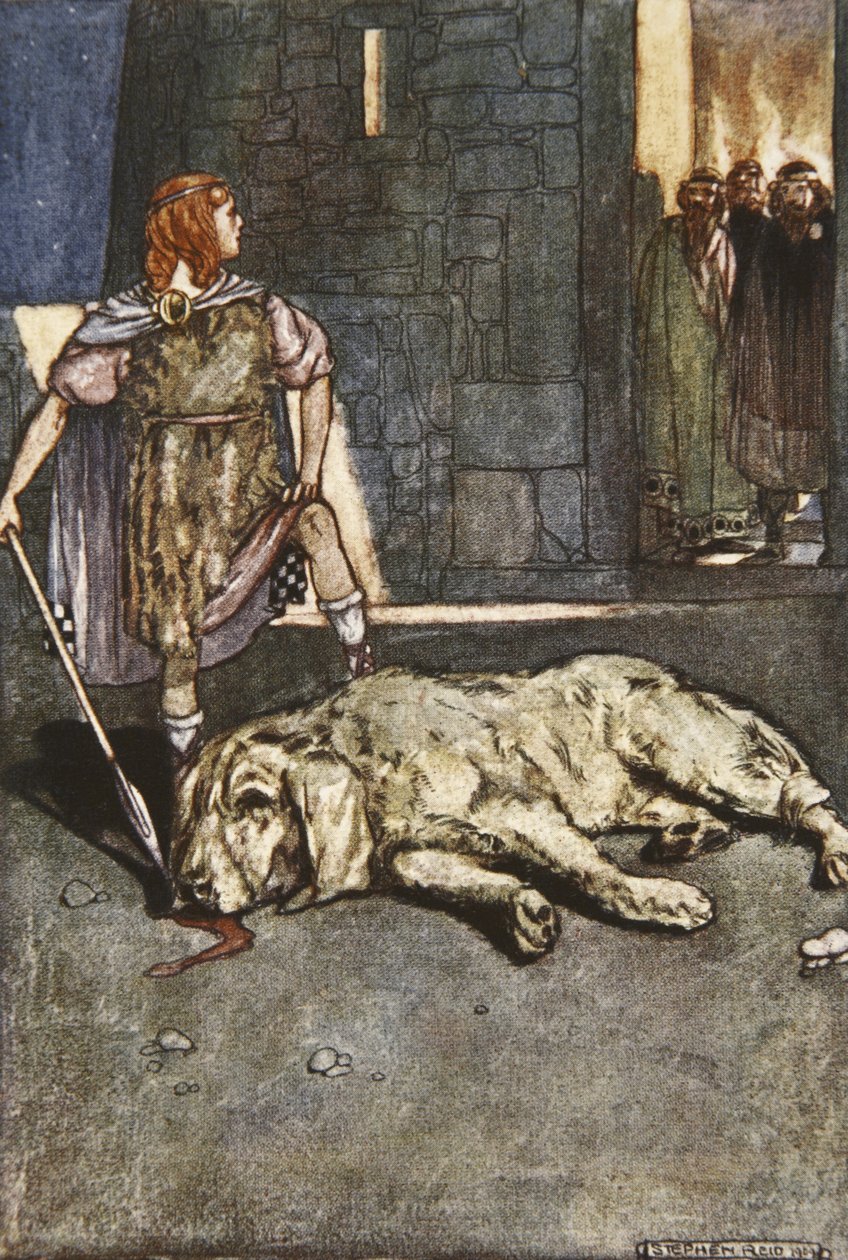 Cuchalain doodt de hond van Culain, illustratie uit 