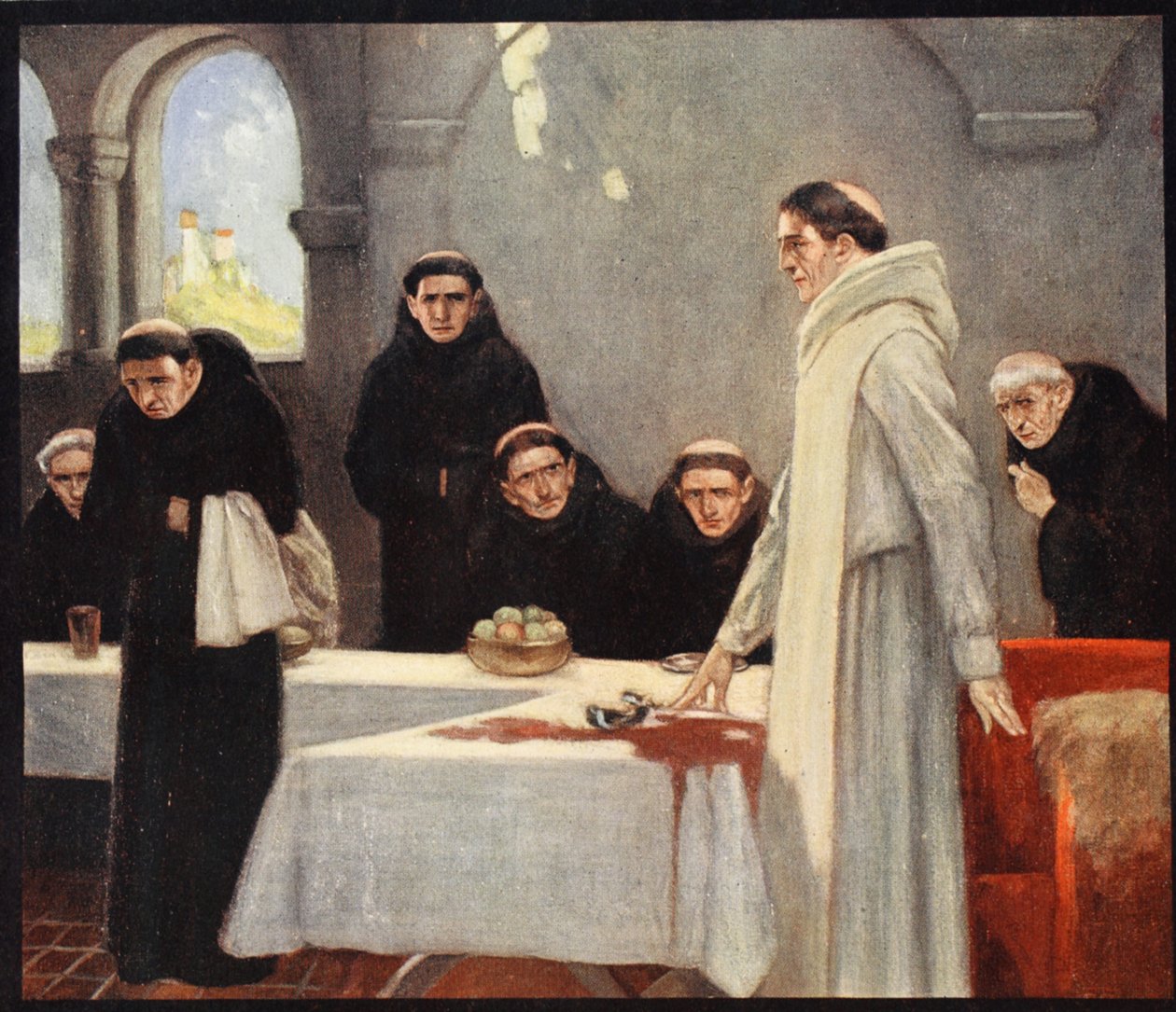 Sint Benedictus en de monniken, illustratie uit 