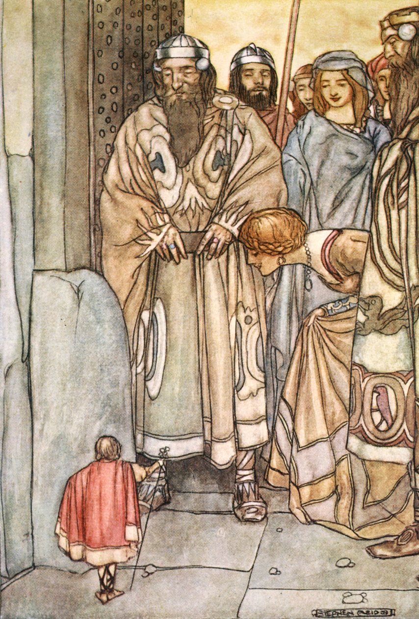 Ze trokken allemaal naar buiten, heren en dames, om de kleine man te bekijken, ca. 1910 door Stephen Reid
