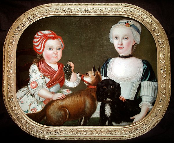 Portret van twee jonge meisjes (olie op doek) door Stephen Slaughter