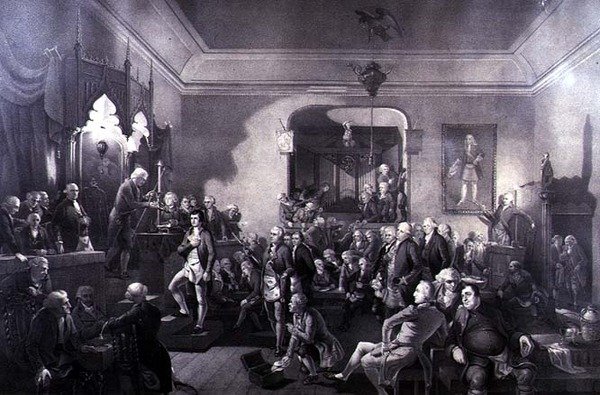 De inauguratie van Robert Burns (1759-96) als Dichter Laureaat in de Lodge, Canongate, Edinburgh door Stewart Watson