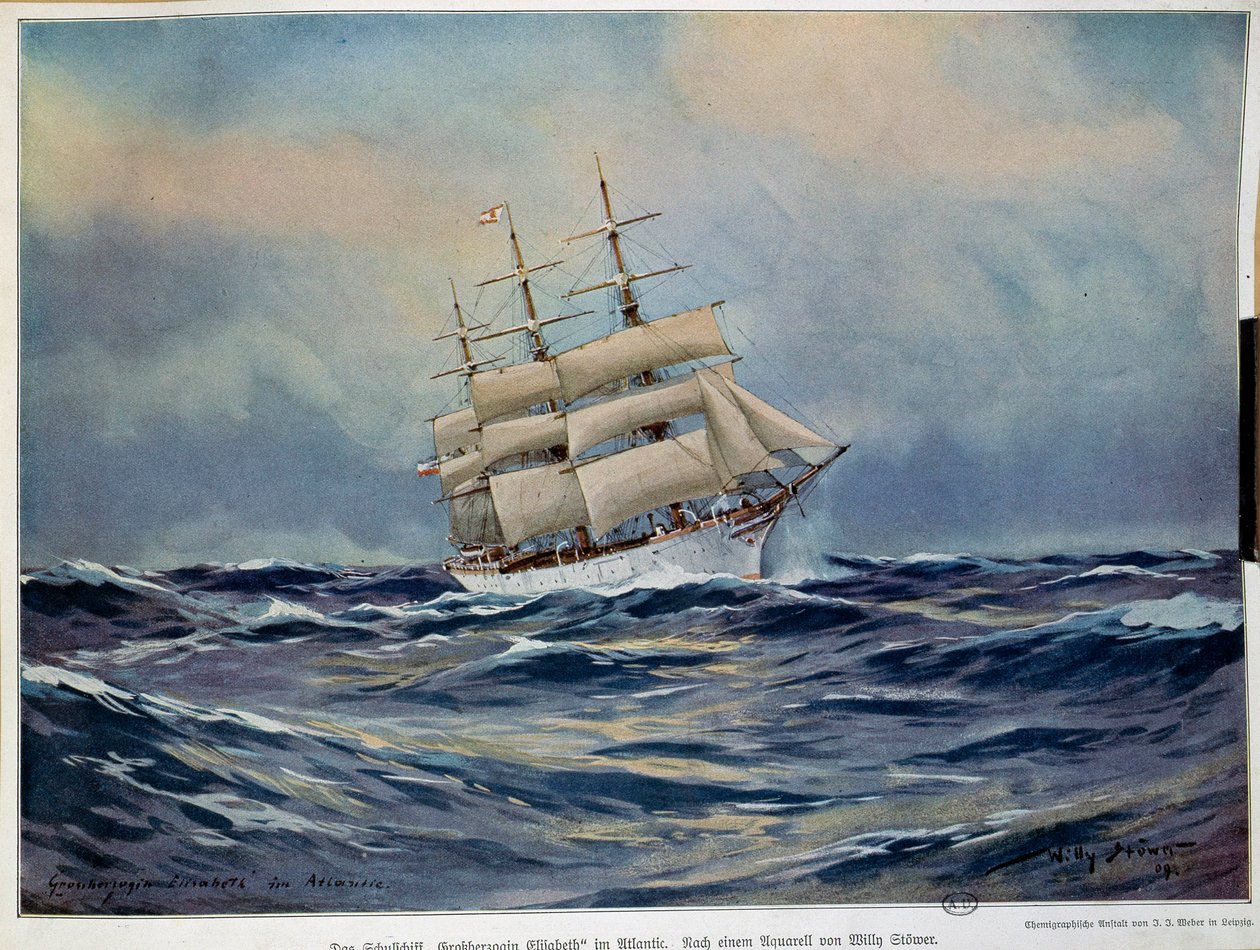 Het zeil van de Groothertogin Elisabeth. Aquarel door Willy Stöwer. 1909. Parijs, Decoratieve Kunsten door Willy Stoewer 