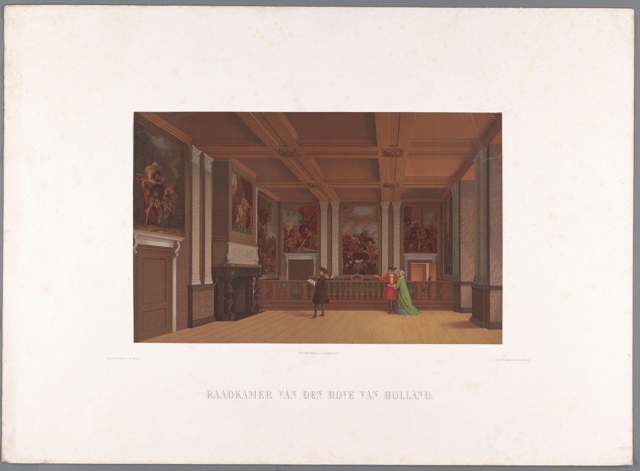 Gezicht op het interieur van de Raadkamer, in de Grafelijke Zalen door Stortenbeker and Heijligers