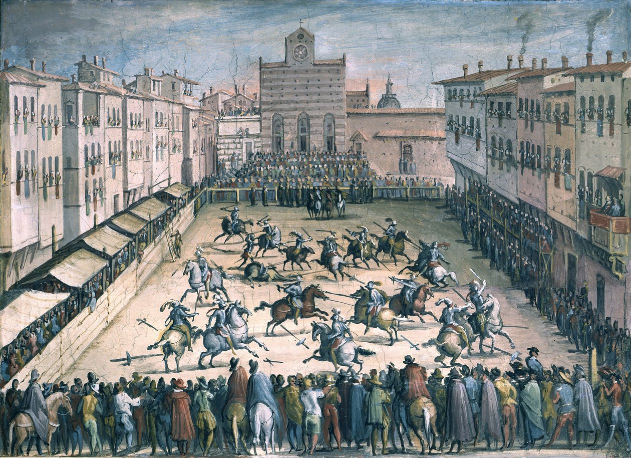 Paardenjoust op het Piazza Santa Croce, 1561-1562 door Stradanus