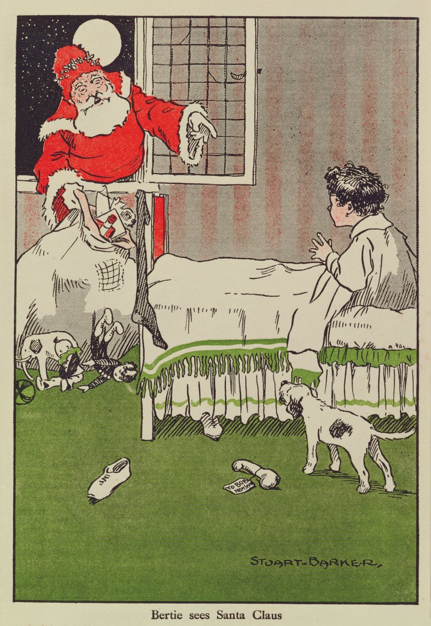 Bertie ziet de Kerstman, boekillustratie door Stuart Barker