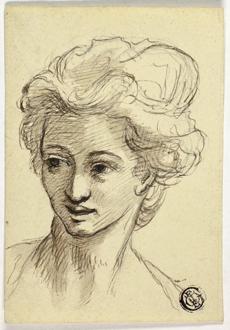 Hoofd van vrouw, naar links draaiend door Style of Angelica Kauffmann