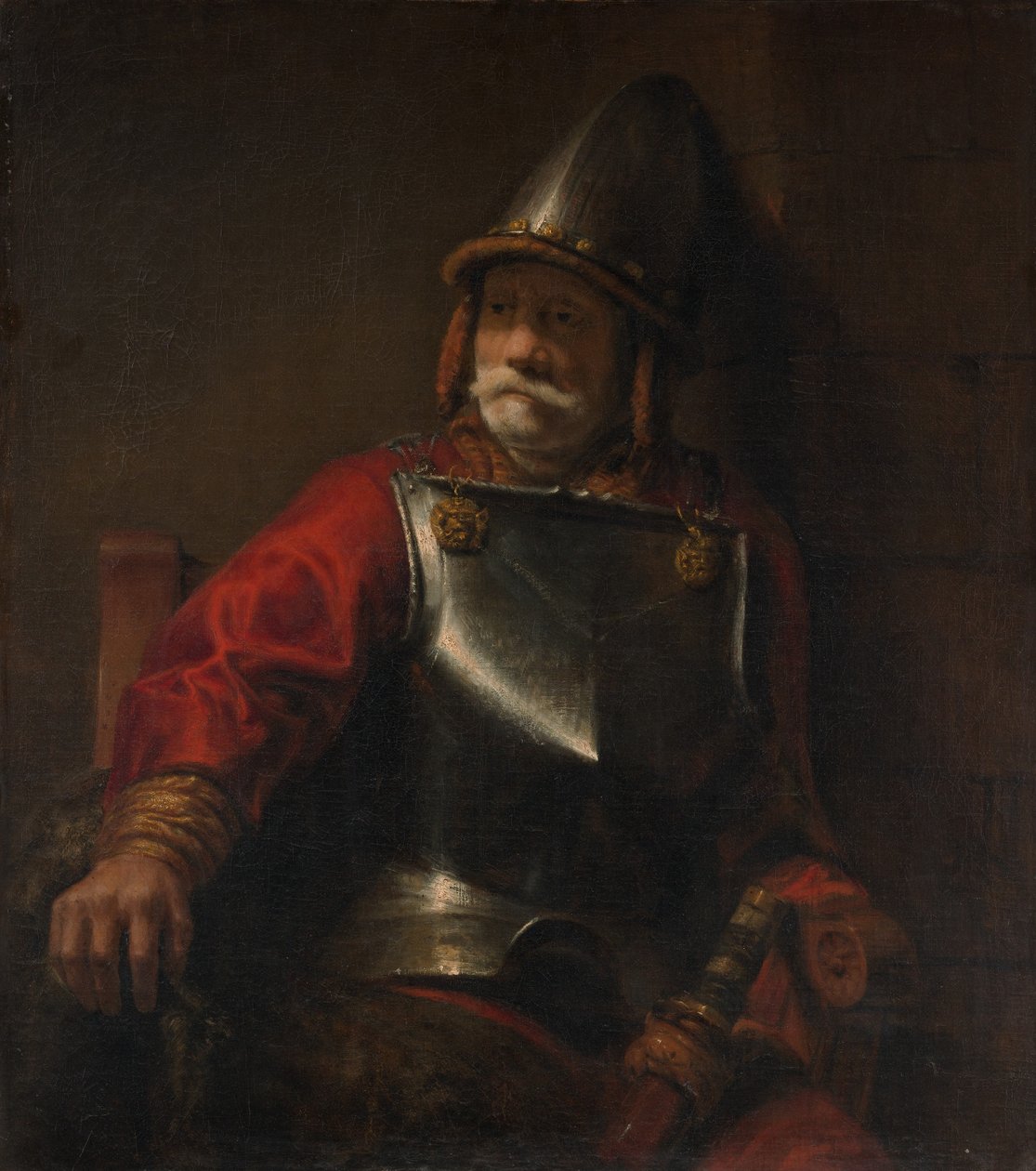 Man in harnas Mars door Style of Rembrandt