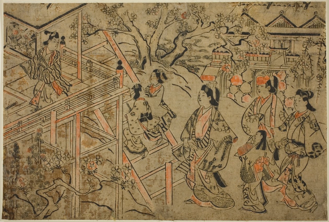 Bezoek aan de Kiyomizu-tempel door Sugimura Jihei