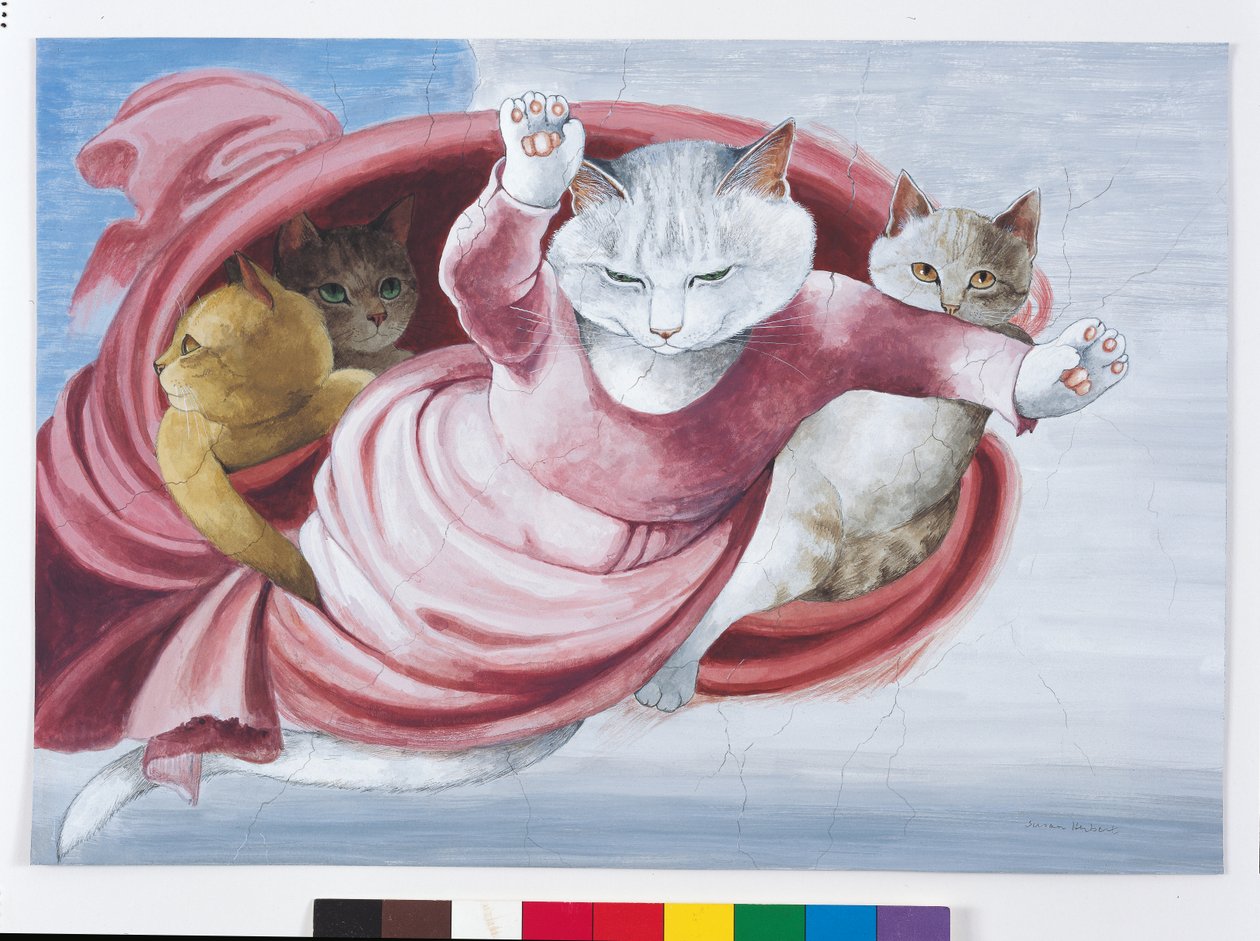 Illustratie uit Cats Galore! A Compendium of Cultured Cats (pub. 2015) door Susan Herbert