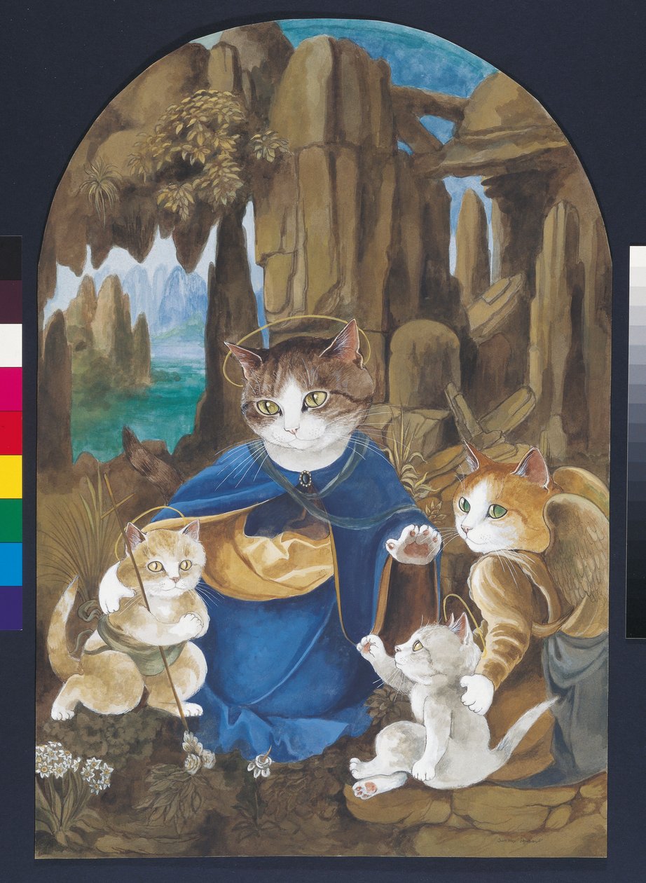 Illustratie uit Cats Galore! A Compendium of Cultured Cats (pub. 2015) door Susan Herbert