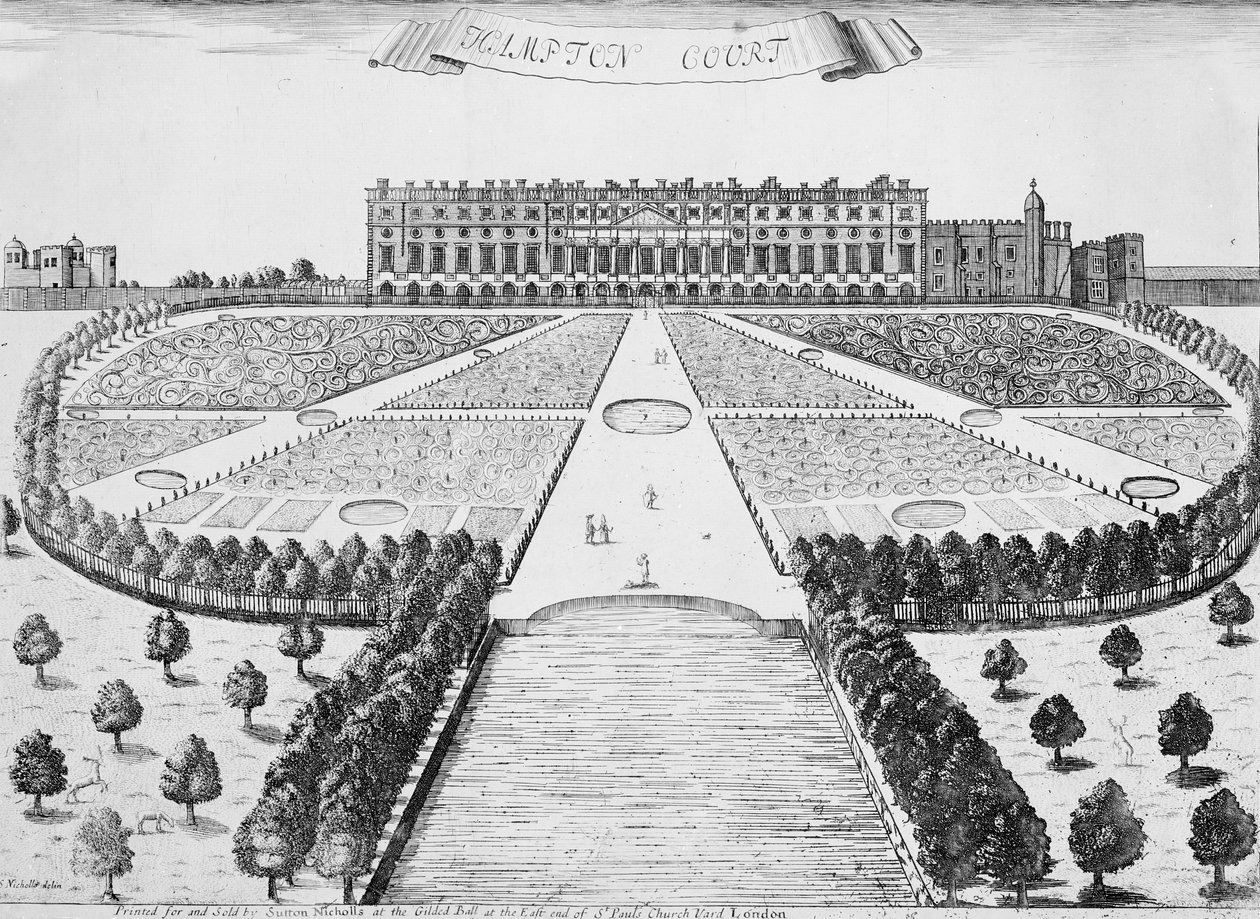 Hampton Court Oostgevel, ca. 1830 door Sutton Nicholls