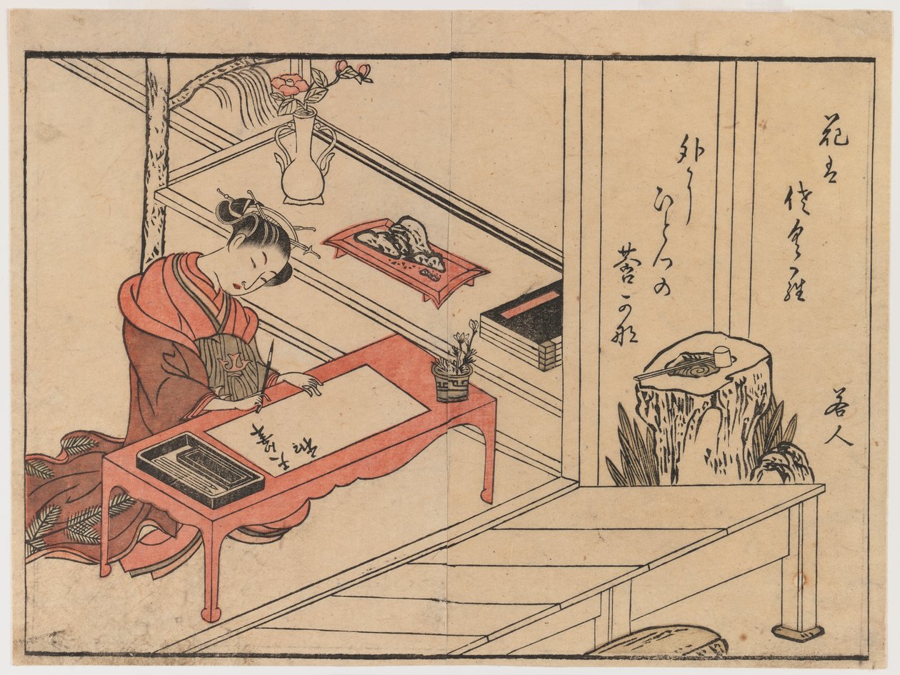 Een vrouw die schrijft, c.1764-1768 door Suzuki Harunobu