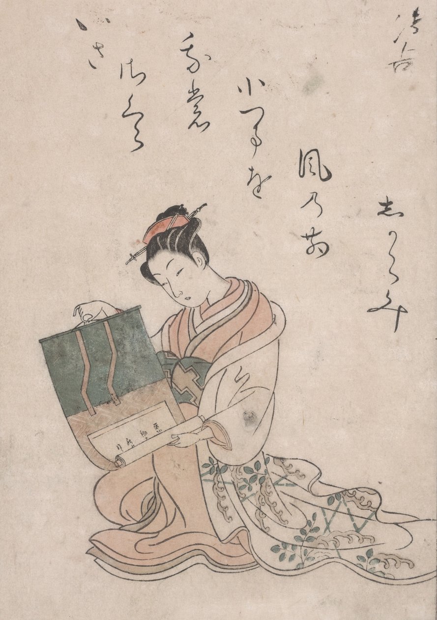 Schoonheid die een Rol Uitrolt, c.1770 door Suzuki Harunobu