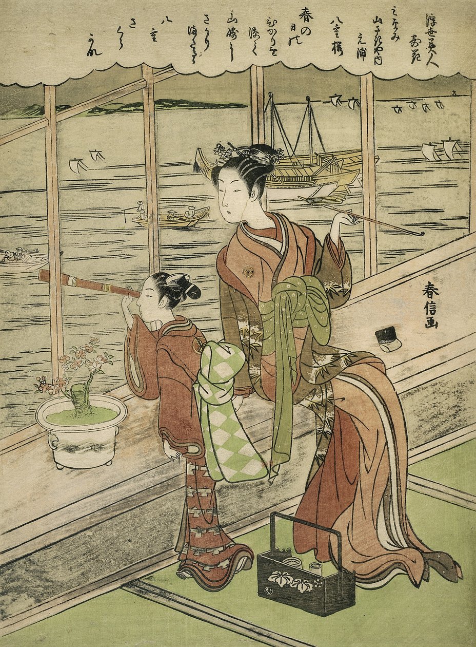 Dubbelbloemige kers: Motoura van de Minami Yamasakiya door Suzuki Harunobu