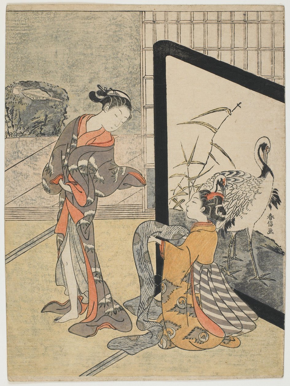 Zich aankleden door Suzuki Harunobu