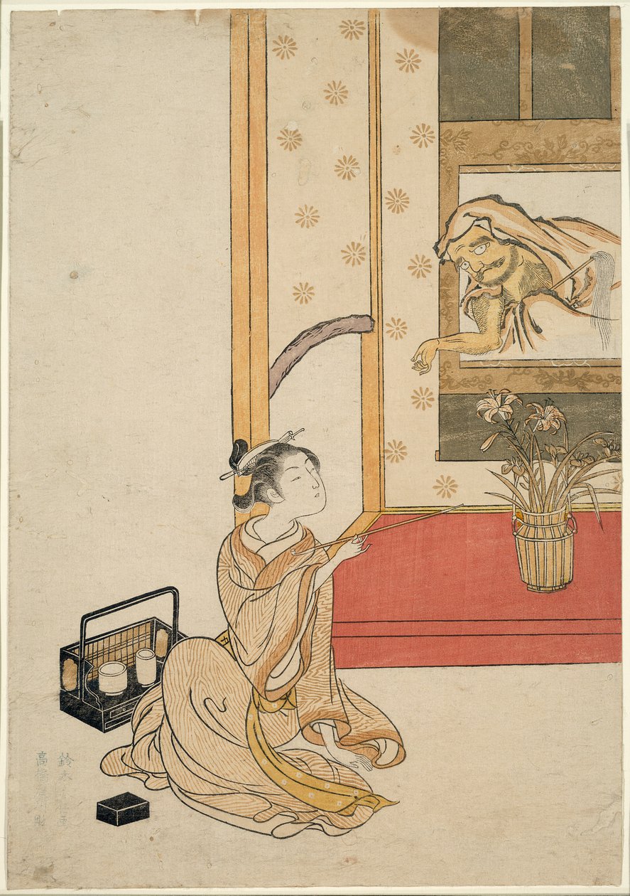 Daruma een sigaret geven door Suzuki Harunobu