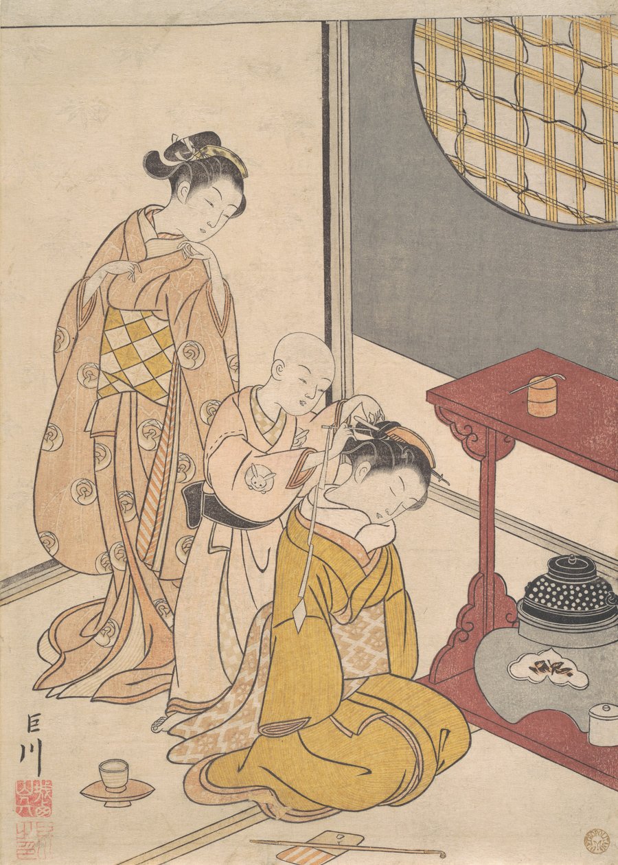 Nachtregen bij de Dubbele Plankstandaard, c.1766 door Suzuki Harunobu