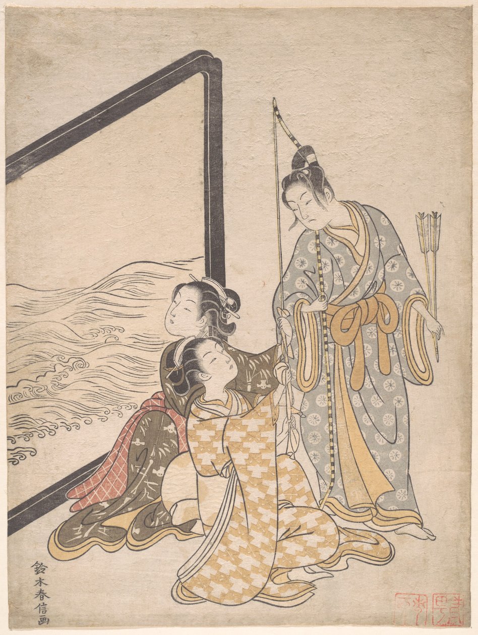 Parodie op Minamoto no Tametomo door Suzuki Harunobu