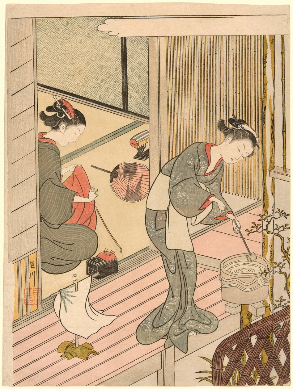 Terugkerende Zeilen van het Handdoekenrek (Tenugui-kake no kihan), uit de serie 
