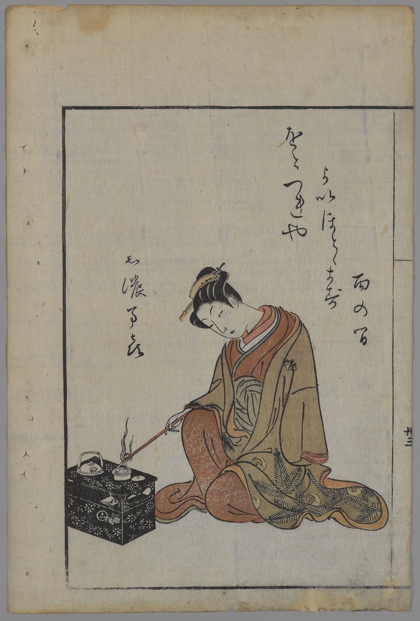 Zittende schoonheid door Suzuki Harunobu