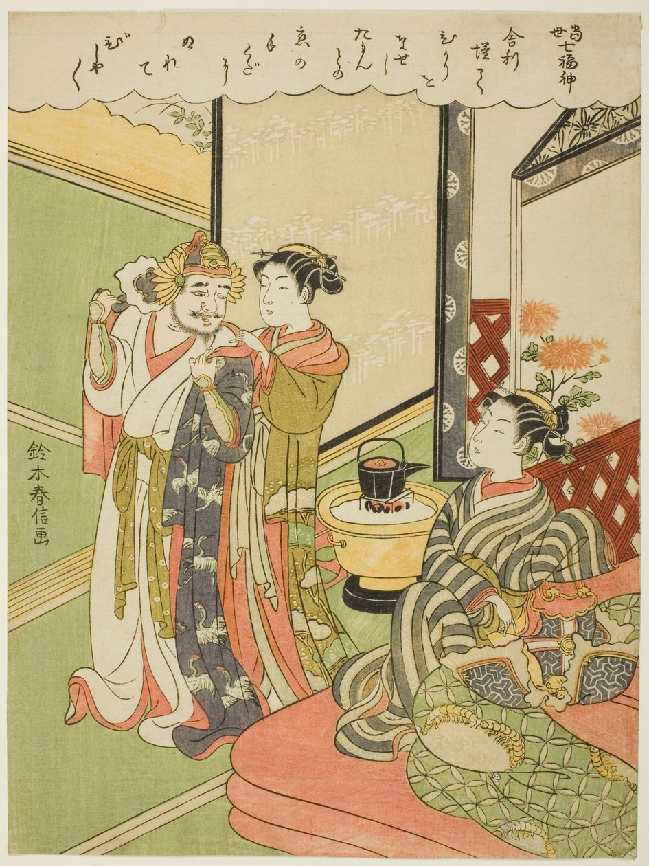 Tamonten, uit de serie "De zeven goden van geluk in het moderne leven" door Suzuki Harunobu