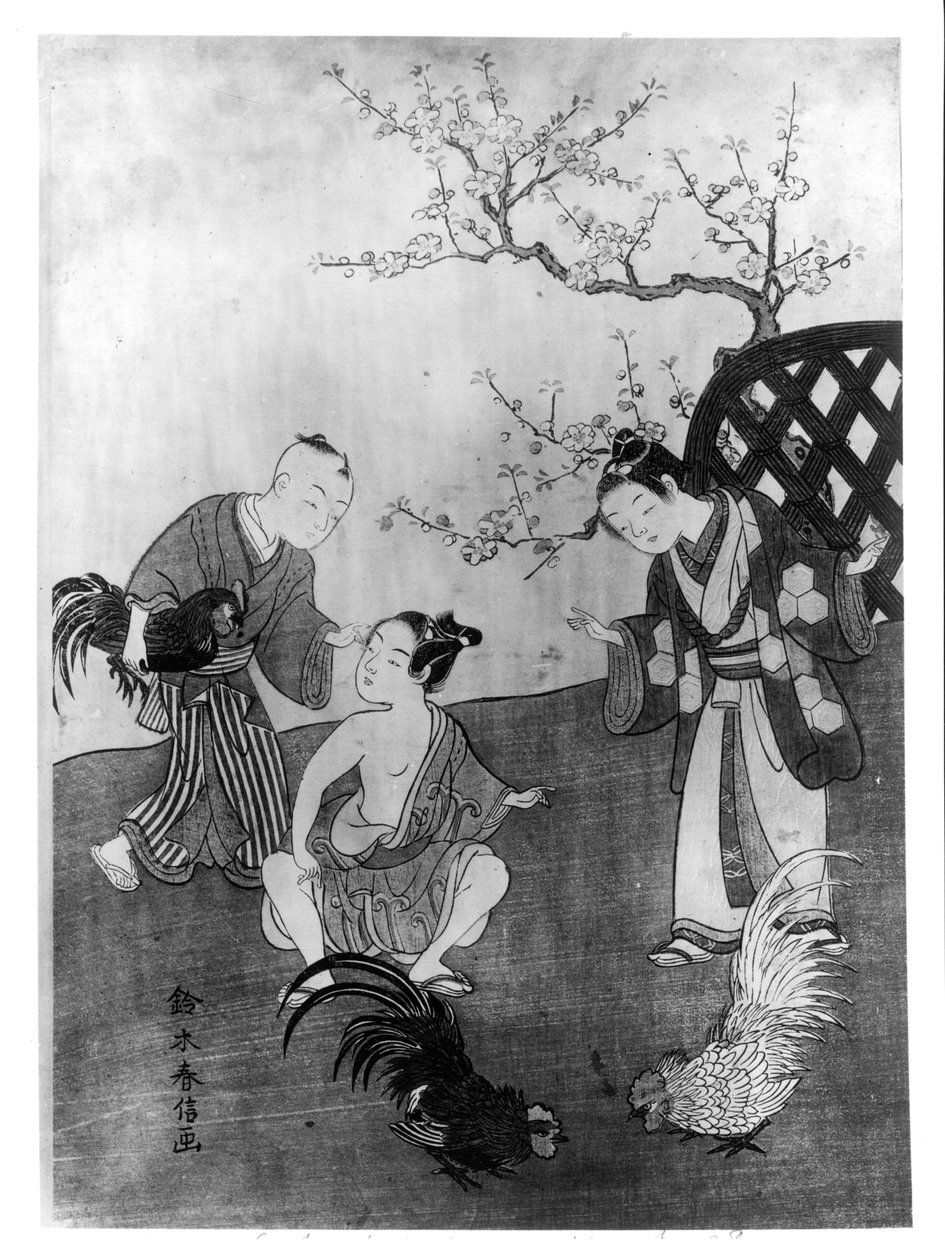 Het Hanengevecht door Suzuki Harunobu