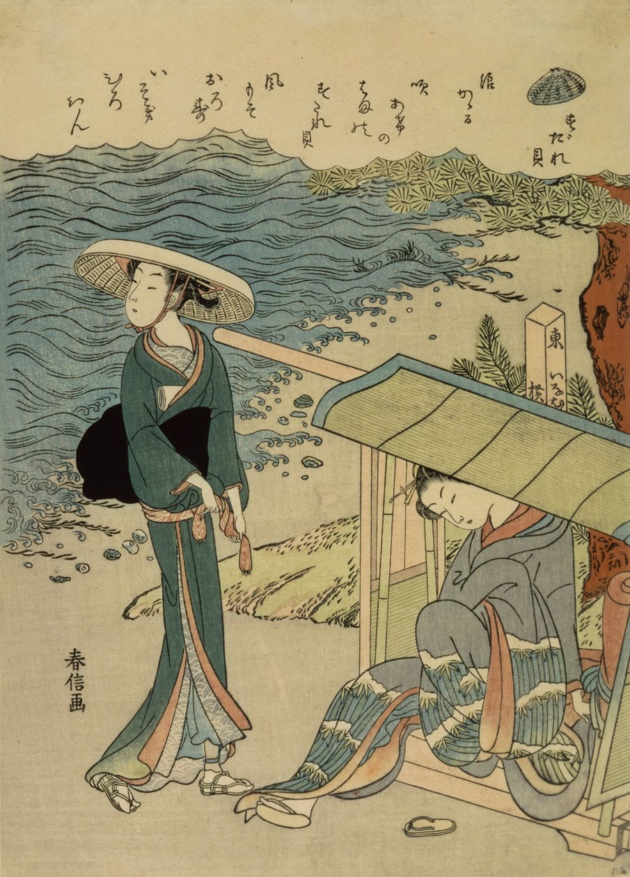 De gordijnschelp door Suzuki Harunobu