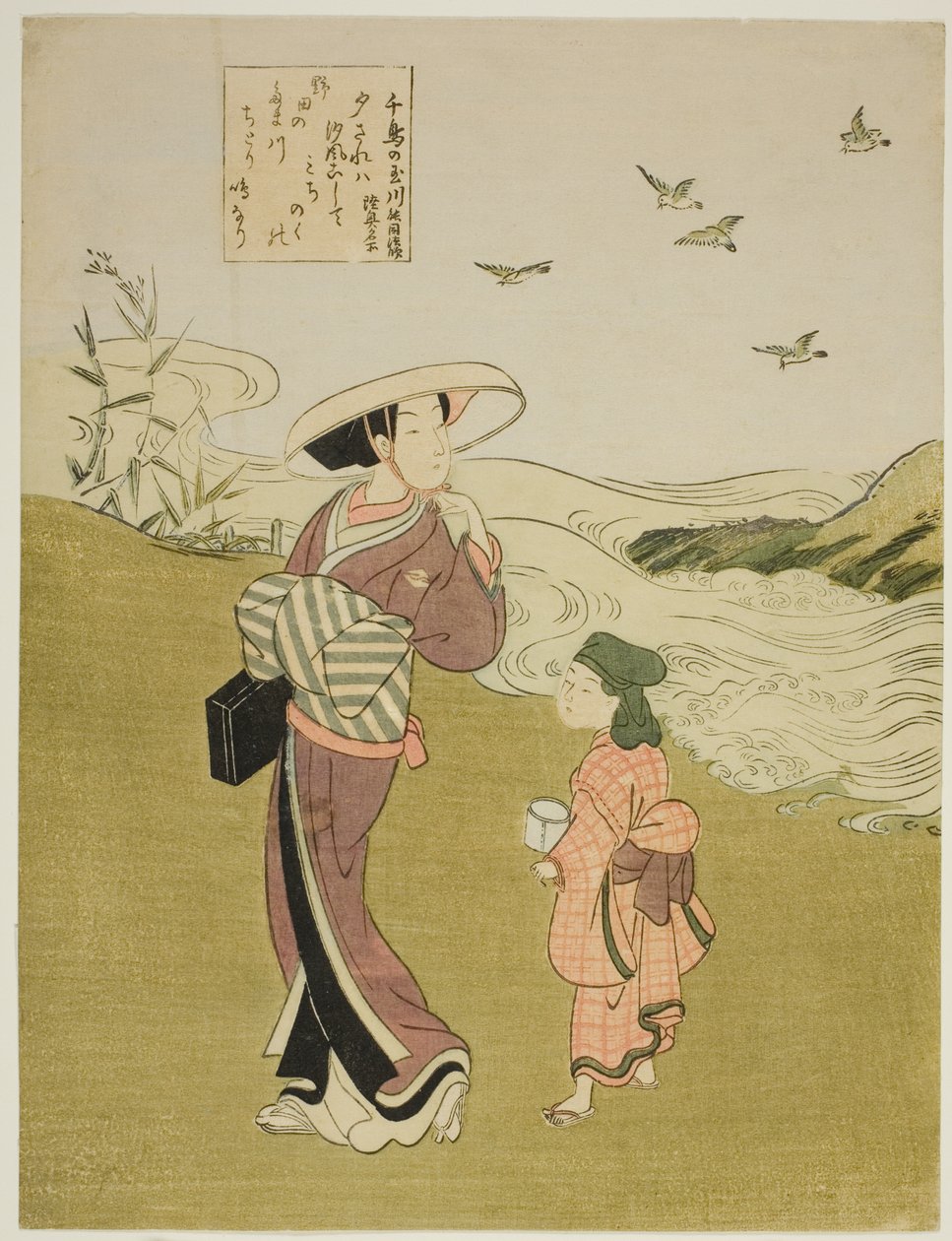 De Juweelrivier van Plevieren, uit een ongetitelde serie van Zes Juweelrivieren door Suzuki Harunobu