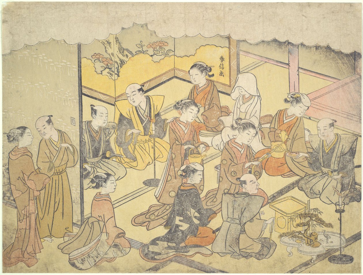 De huwelijkssakebeker: de huwelijksceremonies door Suzuki Harunobu