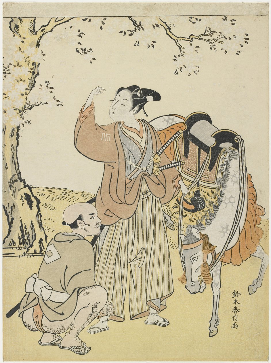 Jonge Samurai Bekijkt Kersenbloesems als een Mitate van Prins Kaoru, ca. 1767 door Suzuki Harunobu