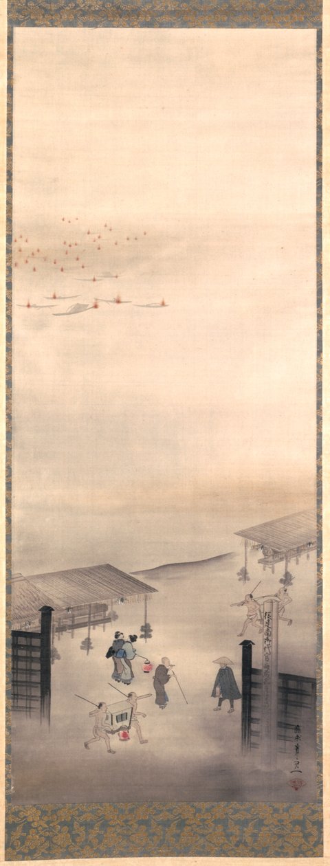 Yoshiwara en Shinagawa, Edo Periode door Suzuki Kiitsu