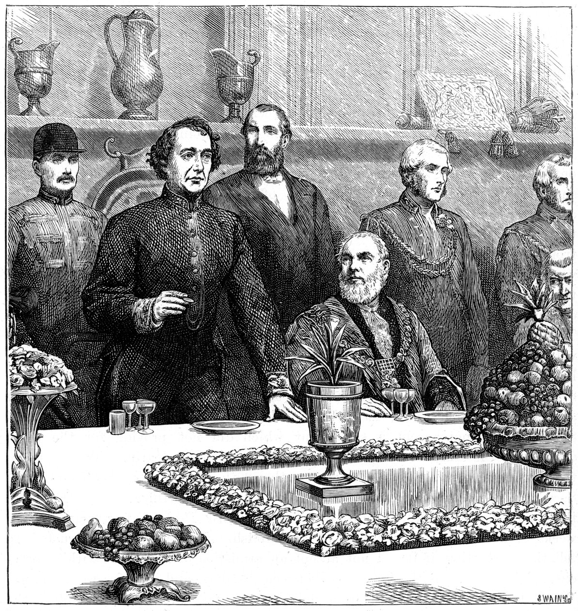 Lord Beaconsfield bij een banket in de Guildhall, eind 19e eeuw, 1900 door Swain