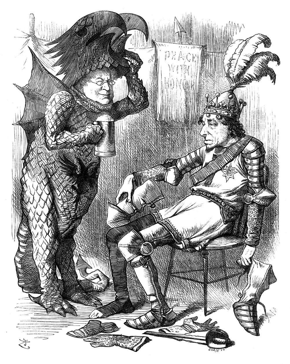 Sint Joris en de Draak na de voorstelling, 1878 door Swain