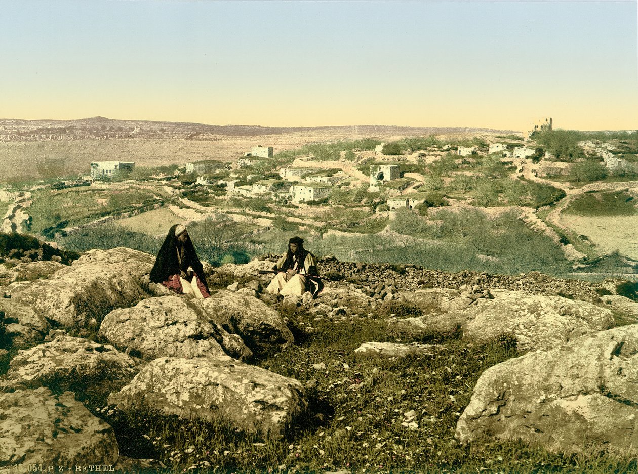 Algemeen uitzicht op Beitin (Bethel), ca. 1880-1900 door Swiss Photographer