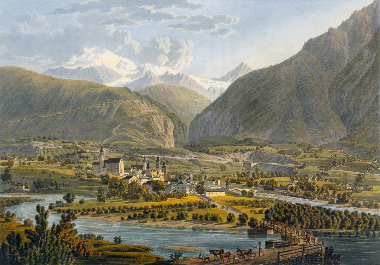 Brig op de Rhône, Berner Alpen, Zwitserland door Swiss School