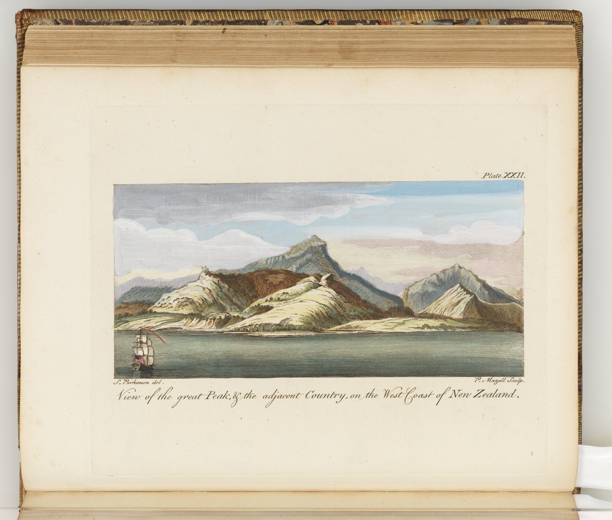 Uitzicht op de Grote Piek, illustratie uit Een reisverslag naar de Zuidzeeën: in Zijne Majesteits schip, de Endeavour, 1794 door Sydney