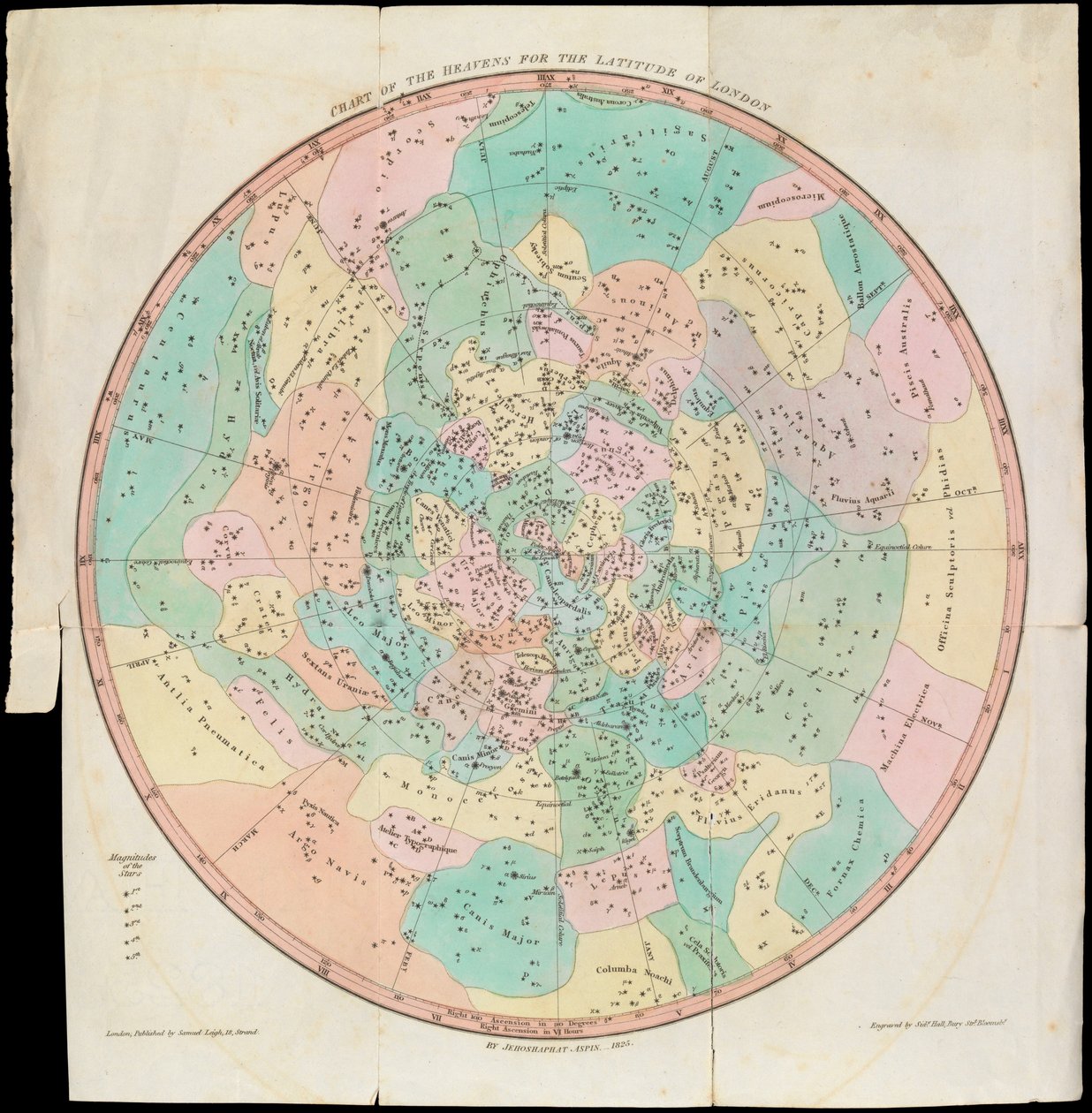 Kaart van de Hemel voor de Breedtegraad van Londen, Urania