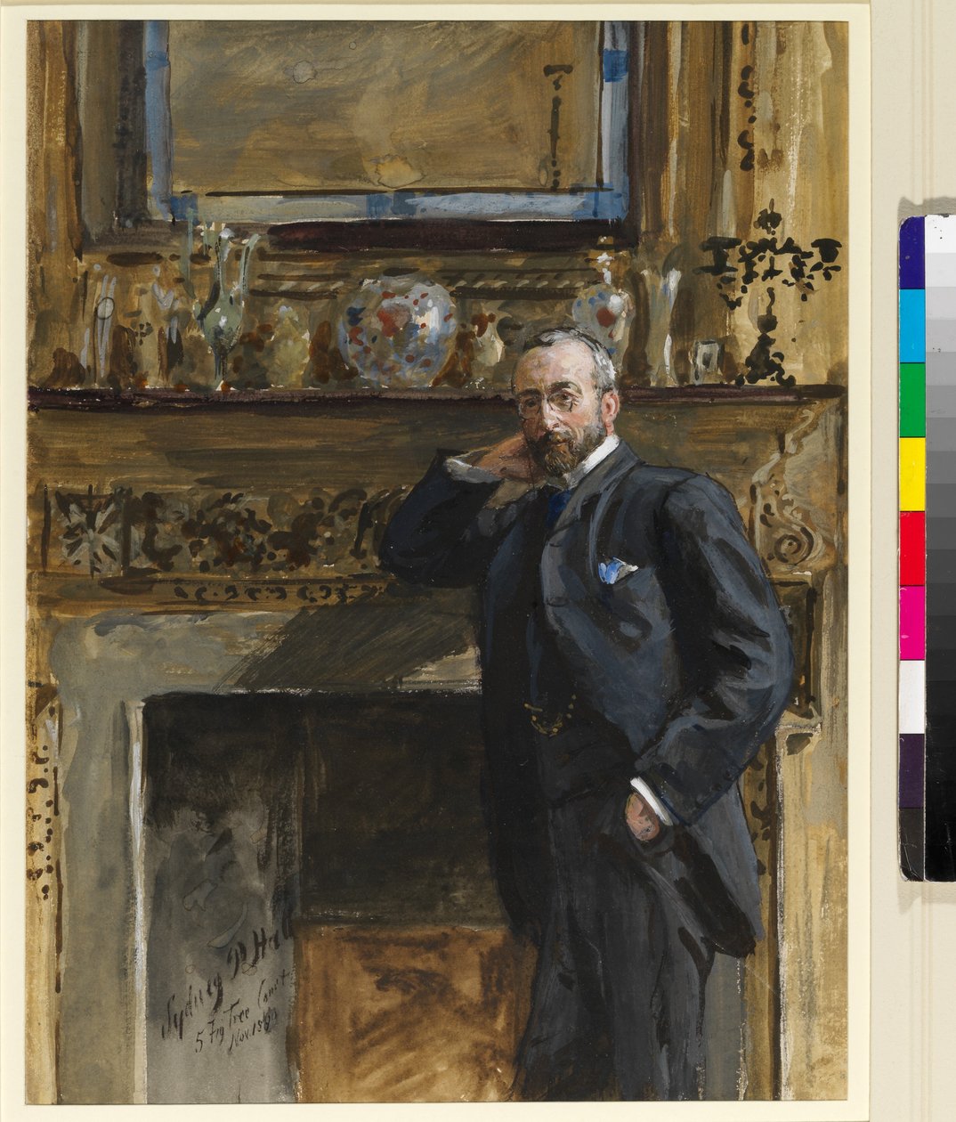 Heer in een interieur bij 5 Fig Tree Court, 1890 door Sydney Prior Hall