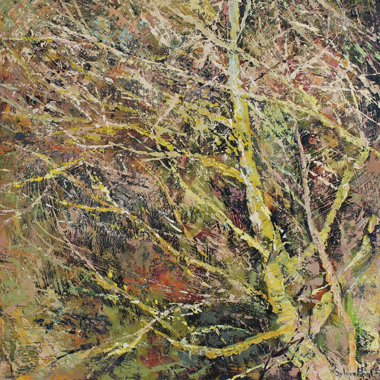 Verstrengeld, 2025 (acryl) door Sylvia Paul