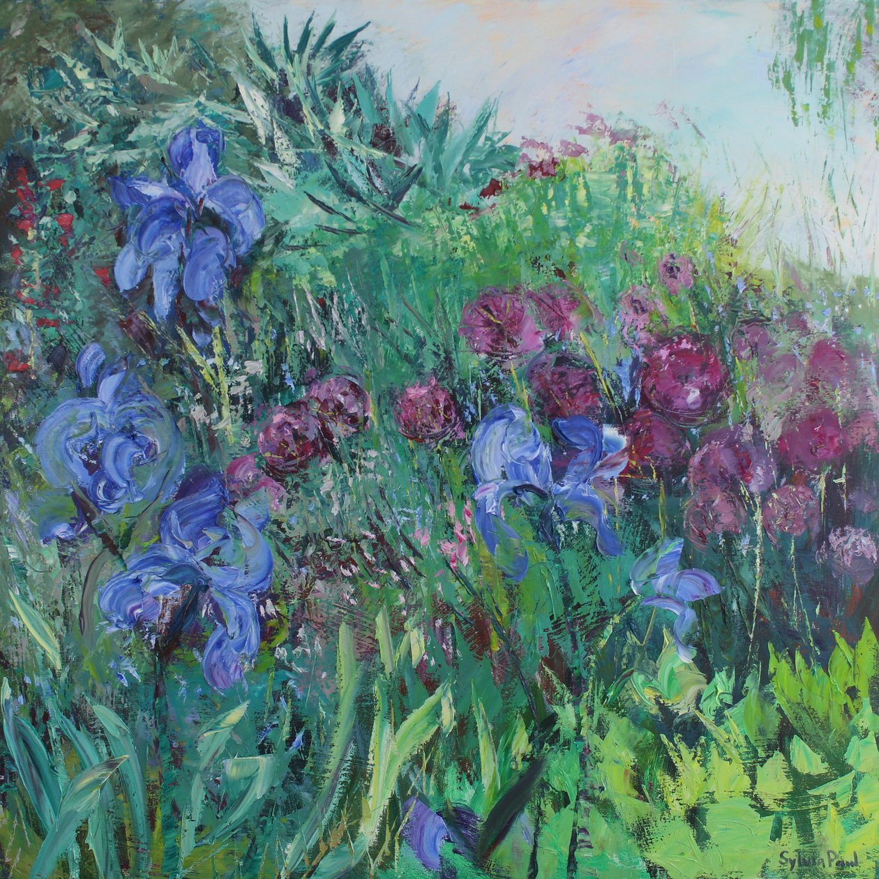 Iris met Allium door Sylvia Paul