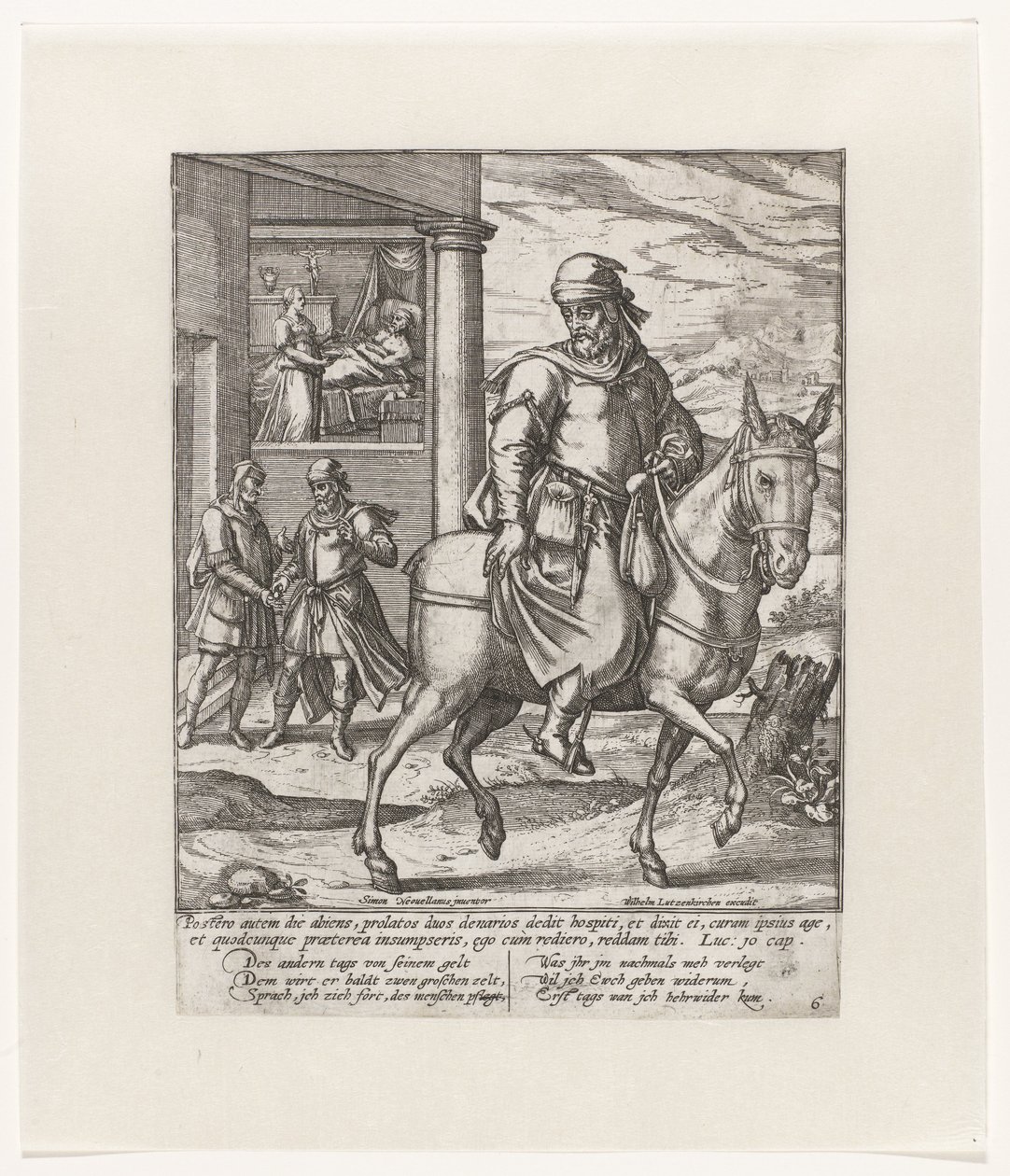 De barmhartige Samaritaan betaalt de herbergier door Symon Novelanus