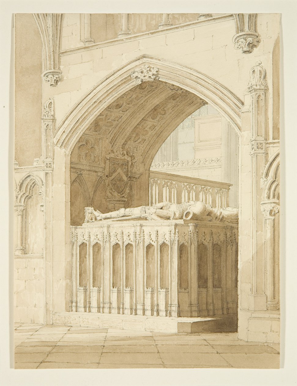 Graf van Robert Fitzharding, overleden in 1170, in de Bristol Cathedral door T.H. Clarke