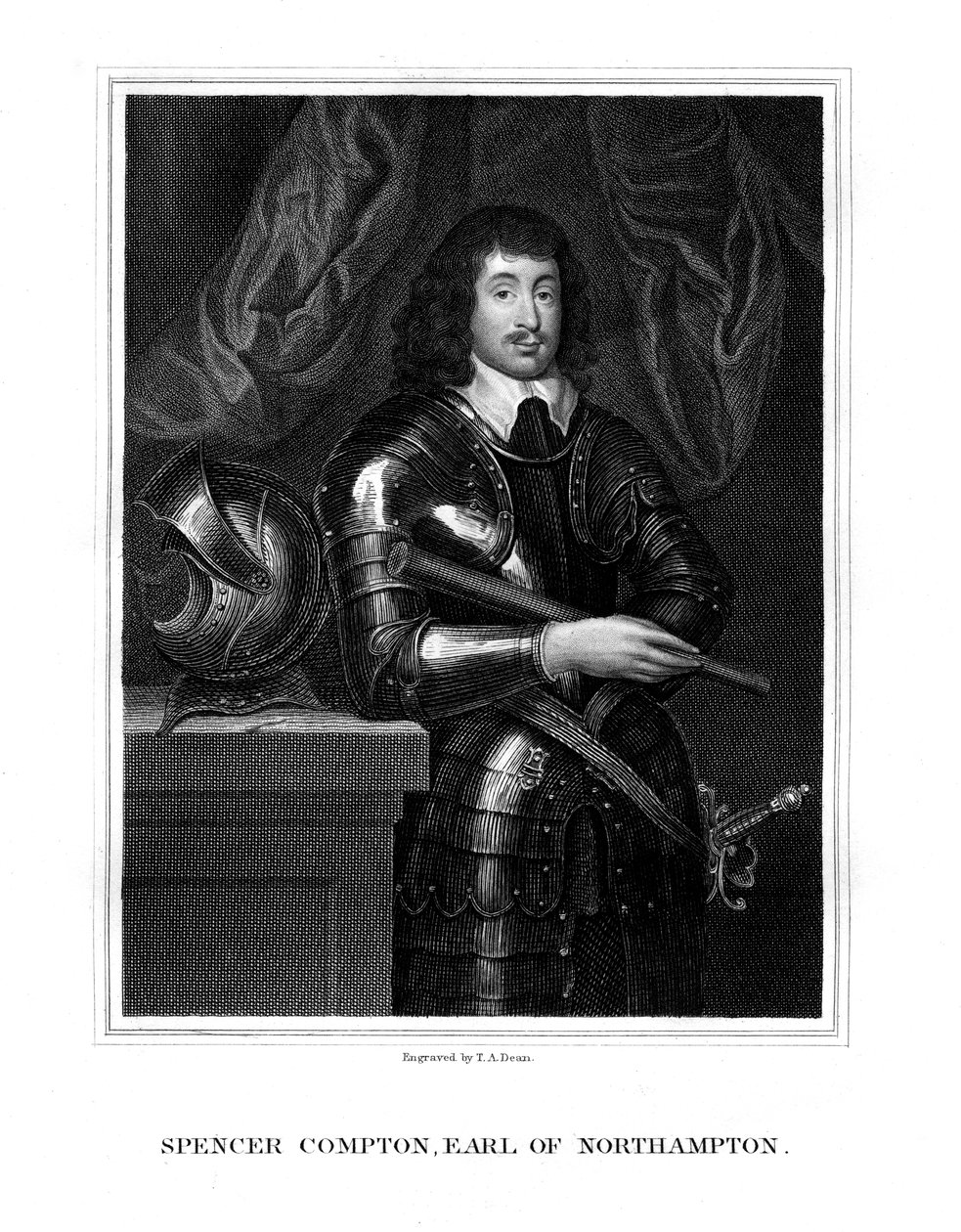 Spencer Compton, 2e graaf van Northampton, royalistische soldaat, 1827 door T. A. Dean