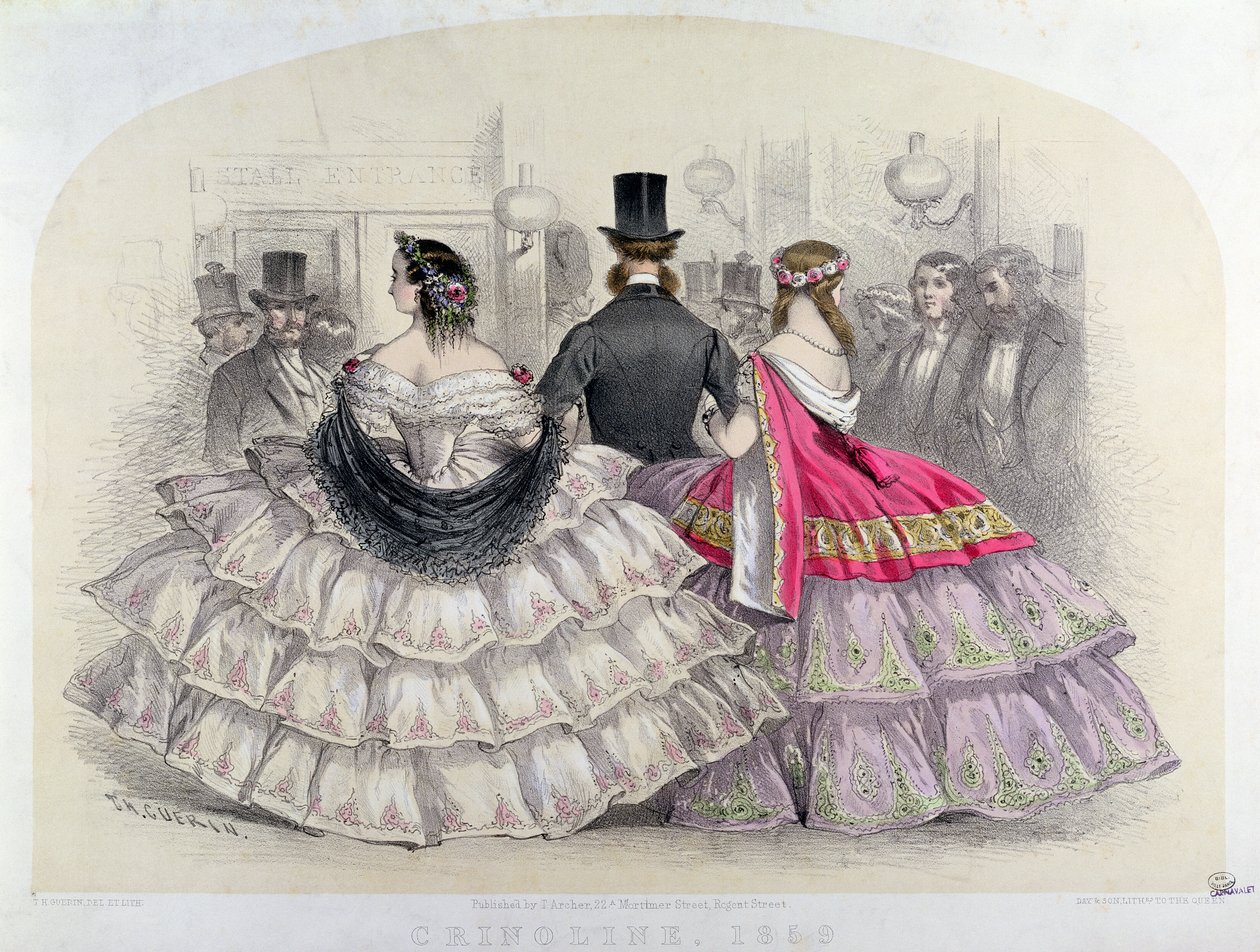 Dames met crinolines in de Royal Italian Opera, Covent Garden, 1859 door T. H. Guerin