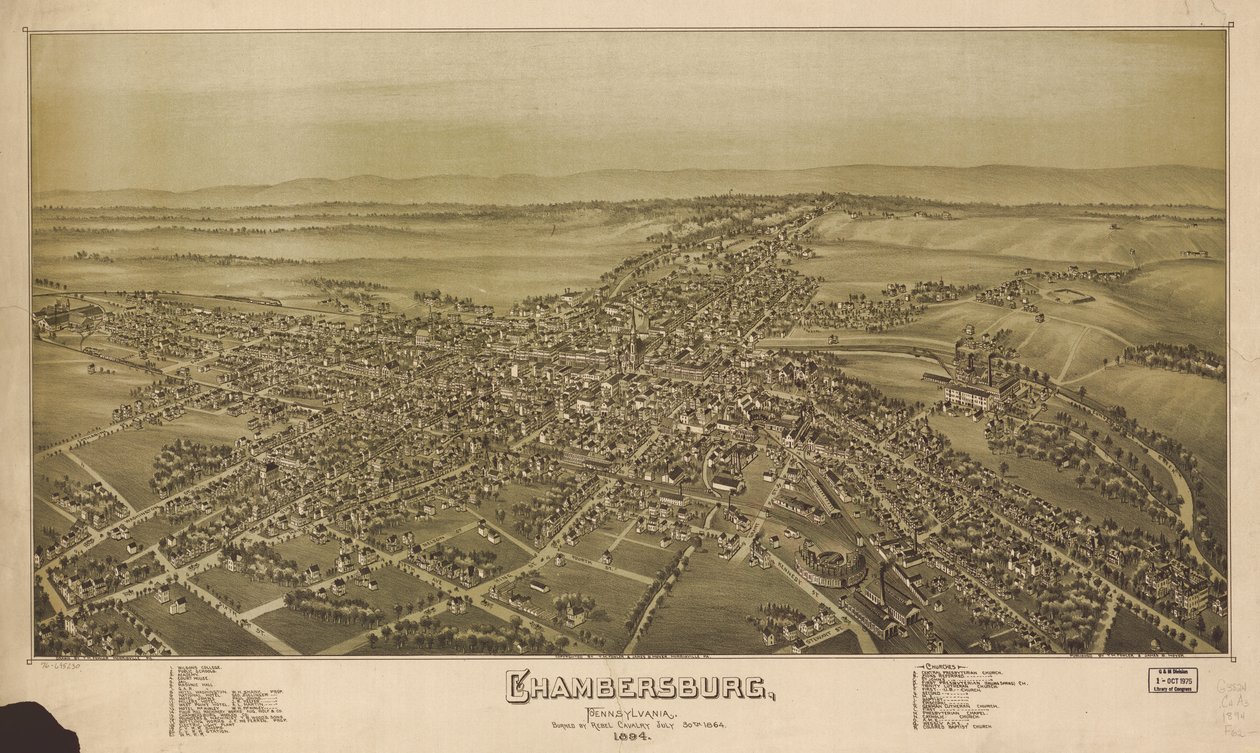 Perspectiefkaart niet op schaal getekend. Vogelvlucht. LC Panoramische kaarten (2e ed.), 749 Ook beschikbaar via de website van de Library of Congress als rasterafbeelding. Geïndexeerd voor interessante punten. AACR2 door T. M. Fowler